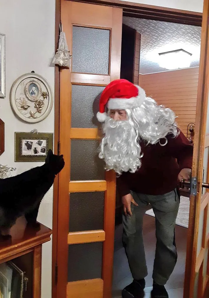 父親と猫の画像