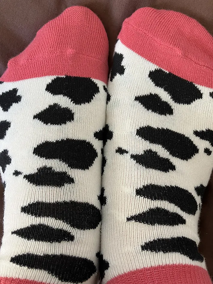 牛柄の靴下の写真