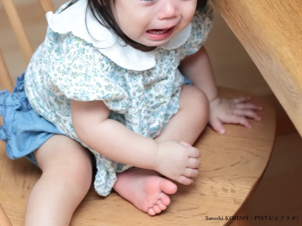 泣く子供の写真