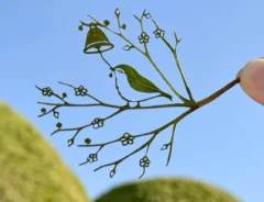 ウグイスが告げる『春の訪れ』　１枚の葉っぱで表現すると？「一体どうやって」「感動した」