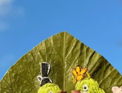 葉っぱの刺繍アート