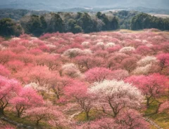 光包まれる『天国みたいな桃源郷』… 梅林の絶景に「神がかってる」