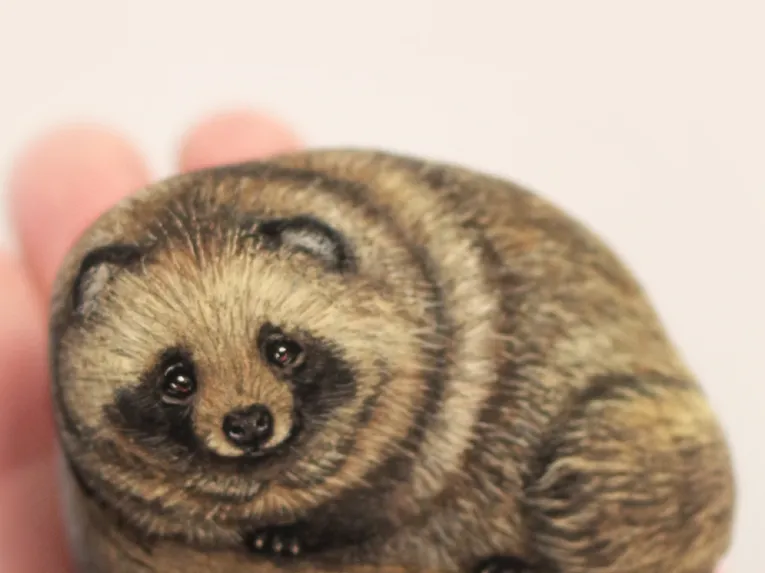 ストーンアート(たぬき)