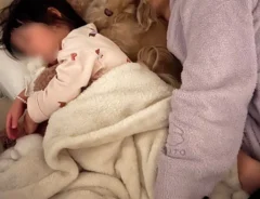 割り込みする犬の写真