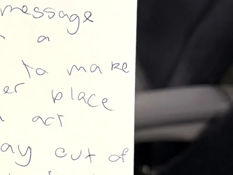 旅客機内で手に持った英文の手紙